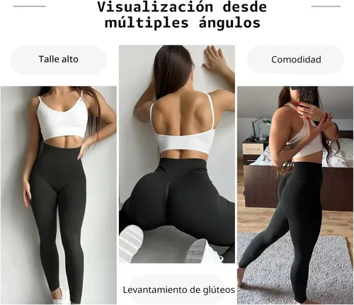 Vista 7 de Scrunch Butt Lifting Leggings for Women Compression Workout Gym Yoga Pants Negro