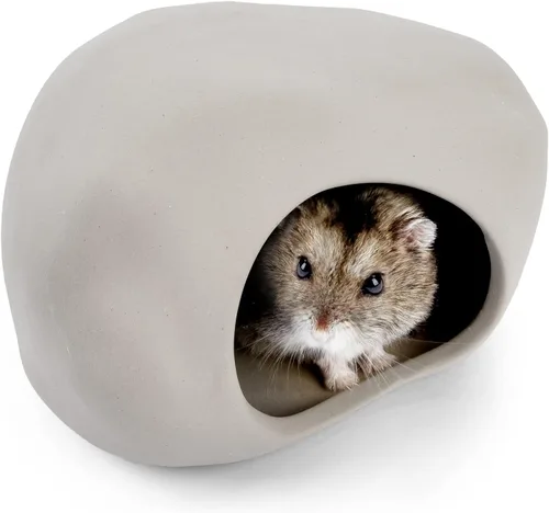 Vista 8 de Niteangel Escondite de hábitat de hámster de cerámica: - Casa escondida para ratones de hámster enanos sirios, jerbos u otras mascotas pequeñas