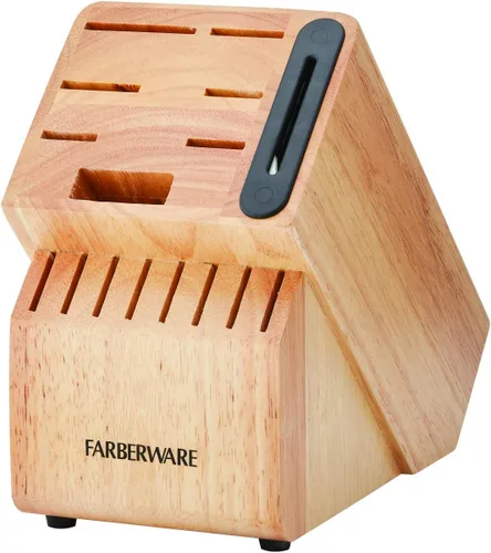 Vista 3 de Farberware Edgekeeper 5253522 - Bloque de cuchillos con remache triple de 16 piezas con afilador de cuchillos integrado, natural