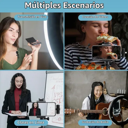 Vista 9 de Micrófono Lavalier inalámbrico para iPhone, Android y iPad, mini micrófono de teléfono con cancelación de ruido, USB C, micrófono de solapa Lav