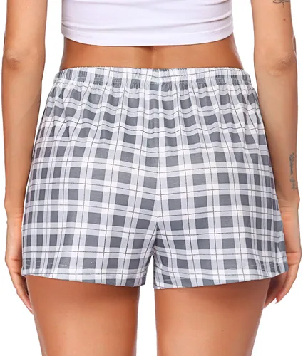 Vista 3 de Ekouaer - Pantalones cortos de pijama para mujer con bolsillos elásticos y tira elástica, para dormir, con cordón