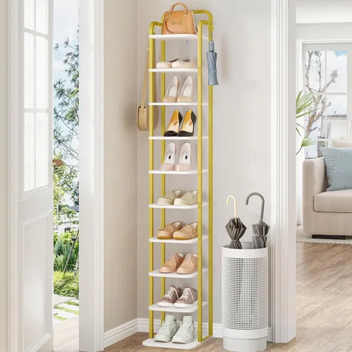 Vista 11 de Hzuaneri - Zapatero vertical, estantes para zapatos, organizador de madera para el armario, entrada, torre de zapatos para espacios pequeños, de pie