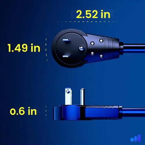 Vista 4 de Maximm Cable de extensión de enchufe plano giratorio de 360°, 1.5 m, 16 AWG, cable de extensión de 3 puntas, cable de alimentación de conexión a