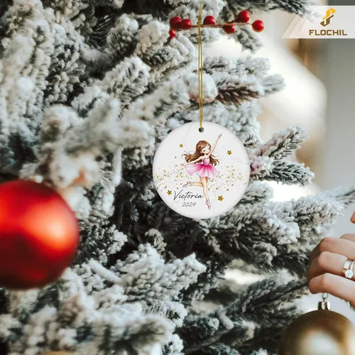 Vista 4 de FLOCHIL Adornos Personalizados de Bailarina de Navidad 2025 para Niña, Adornos Personalizados de Bailarina para Árbol de Navidad, Regalo