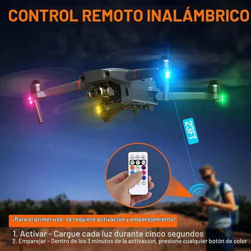 Vista 3 de 8 luces estroboscópicas LED inalámbricas con control remoto, 8 colores USB Charing luces de advertencia para automóvil, motocicleta, dron, avión