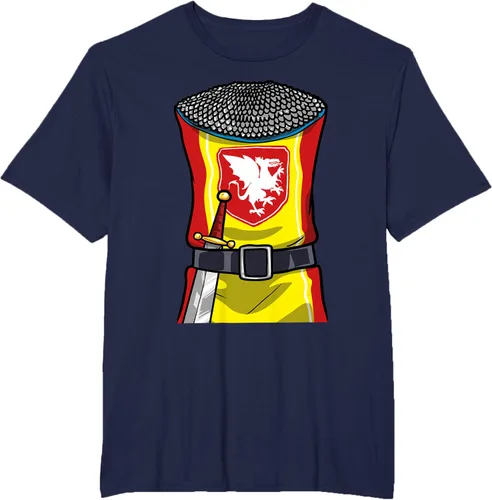 Vista 48 de Disfraz medieval de caballero de Halloween, camiseta para niños con espada de armadura, Negro, S
