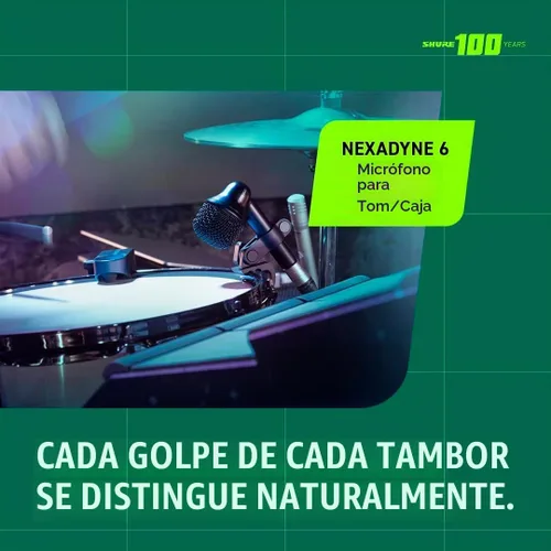 Vista 3 de Shure Nexadyne 6 Micrófono para Tom/Caja con Tecnología Revonic - Micrófono Dinámico Supercardioide para Rendimiento Profesional, Aislamiento