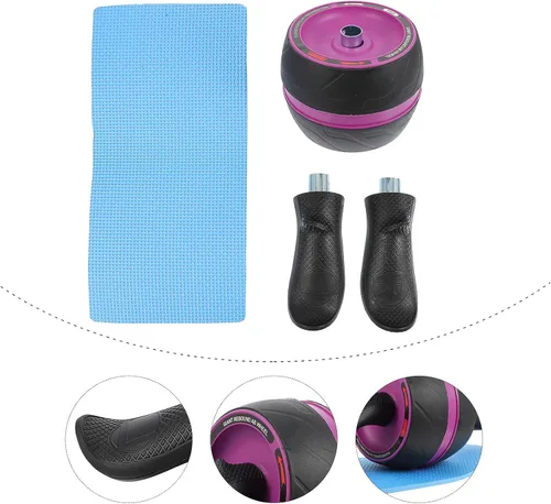 Vista 2 de BESPORTBLE Rueda de rodillo de rebote automático para entrenamiento de núcleo con asas anchas antideslizantes, equipo de fitness silencioso