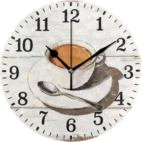 Vista 60 de JUNZAN Reloj de bañera con vino romántico espumoso y velas, reloj de pared silencioso de 10 pulgadas, pequeño reloj redondo, decoración de cocina