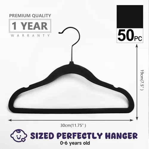 Vista 2 de MIZGI Perchas de terciopelo para bebé, perchas antideslizantes para niños y niños pequeños, perchas de 11.8 pulgadas para ropa de bebé, paquete