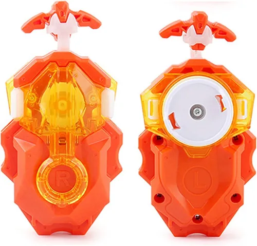 Vista 2 de DYT Battling Tops Burst B-184 Bey Launcher LR Left Right Spin DB Layer System, B-11 Grip Metal Fusion Starter String Strong Spinning Top Toys Naranja