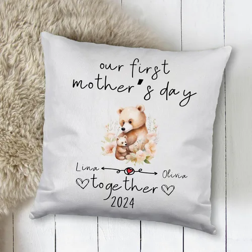 Vista 2 de Mother's Day Bear, Personalised Pillow Case Decor for Home, Present for Mom, Grandmother, for Her