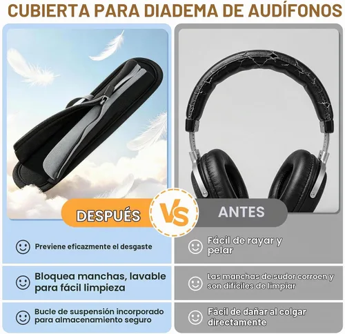 Vista 5 de Funda universal de repuesto para diadema de auriculares, funda de cojín para diadema compatible con Sony, Bose, Beats, JBL Protector de banda