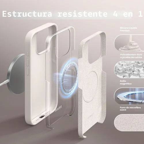 Vista 8 de GONEZ Funda de silicona para iPhone 15 Pro Max, compatible con Magsafe, protector de cámara + protector de pantalla, forro de microfibra suave