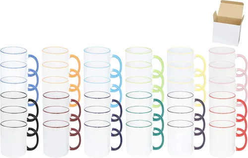 Vista 6 de Taza de café de cerámica de 11.0 onzas para sublimación, embalada en caja blanca 12 colores mezclados