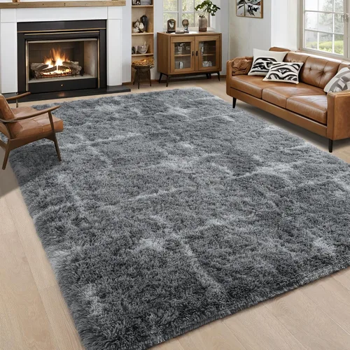 Vista 36 de Noahas Alfombras de Área Grandes y Esponjosas de 5x8 pies para Sala de Estar y Dormitorio, Alfombra Gruesa de Pelo Largo Beige y Blanca, Alfombra