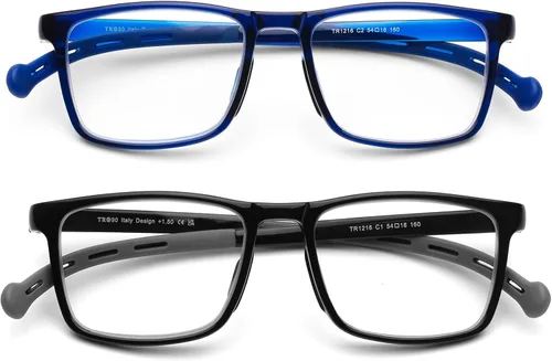 Vista 5 de AQWANO Paquete de 2 lentes de lectura colgantes para el cuello para mujeres y hombres, estilo deportivo, duraderos, flexibles, TR90, ultra ligeros