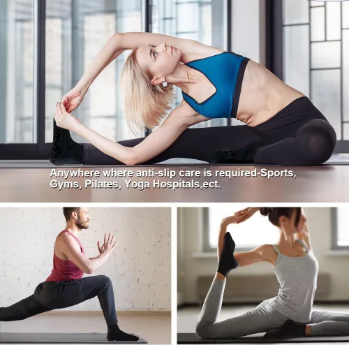 Vista 6 de NuAngela Calcetines de agarre para pilates con agarres para mujer, calcetines de yoga antideslizantes para barre ballet, baile, hospital