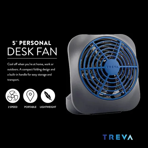 Vista 3 de O2COOL - Circulador de aire para escritorio de 5 pulgadas, portátil, con batería FA