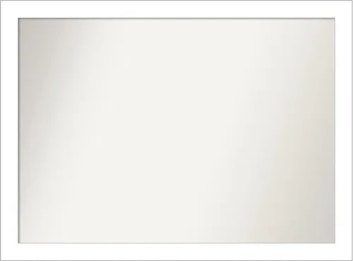 Vista 163 de Amanti Art Espejo de baño blanco para sobre el fregadero, 24 x 26 pulgadas, espejo rectangular blanco y blanco, marco de madera contemporáneo