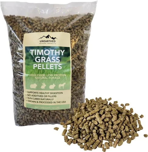 Vista 6 de Unearthed Pellets de alfalfa sin OMG – Alfalfa curada al sol 100% pura, sin aditivos ni rellenos Alimento premium para conejos, caballos, cabras