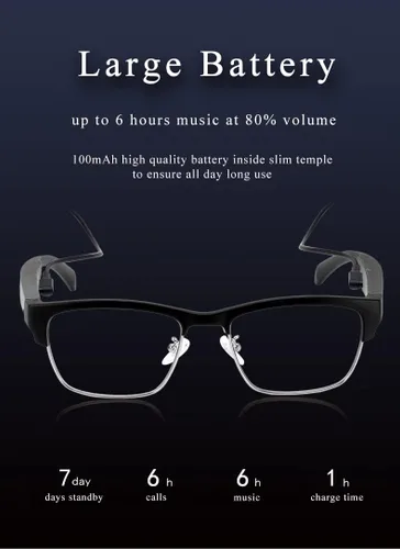 Vista 4 de Lentes de sol Bluetooth AI, nuevas gafas inalámbricas Bluetooth, lentes de audio inteligentes, lentes inteligentes de entretenimiento