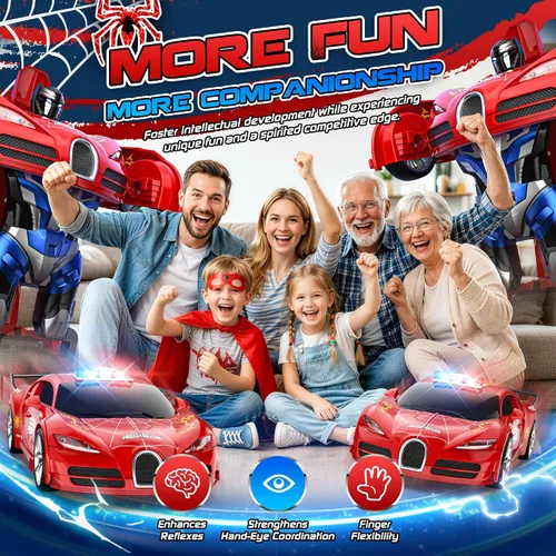 Vista 9 de Coche teledirigido que se convierte en robot transformando juguetes Rojo