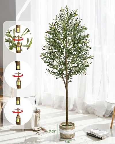 Vista 3 de Árbol de olivo artificial de 5.5 pies de planta decorativa