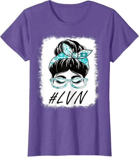 Vista 17 de LVN - Camiseta para mujer con licencia vocacional para enfermera, moño desordenado, Día Mundial de la Salud