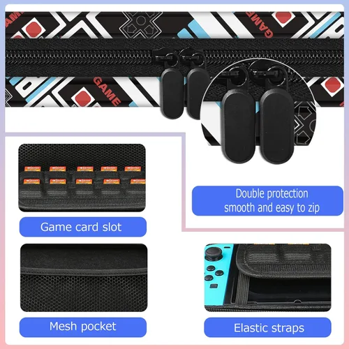 Vista 6 de ALITOR Carrying Case for Nintendo Switch OLED ModelMultifunction Hard Shell Protective Cover Shockproof with Card Slots for Console Accessories for