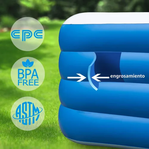 Vista 5 de Piscina inflable, piscina familiar inflable de 70 x 55 x 29 pulgadas, fiesta acuática de verano, adultos, al aire libre, jardín, patio trasero