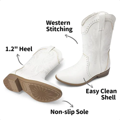 Vista 2 de DREAM PAIRS Girls Cowgirl Cowboy Western Boots Mid Calf Riding Shoes