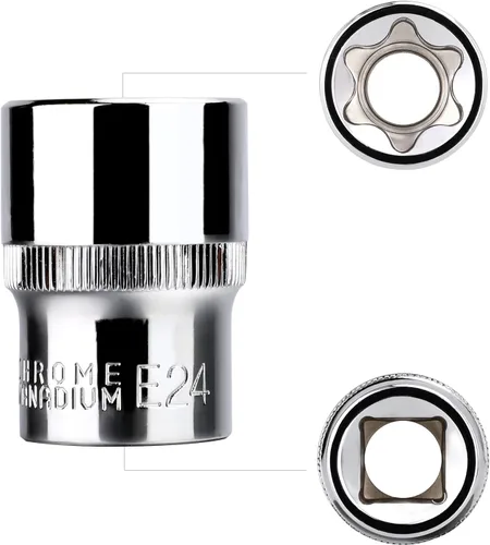 Vista 3 de Amazon Basics Juego de llaves Torx externas de 14 piezas, E4–E24, 1/4", 3/8", 1/2", con estuche de almacenamiento