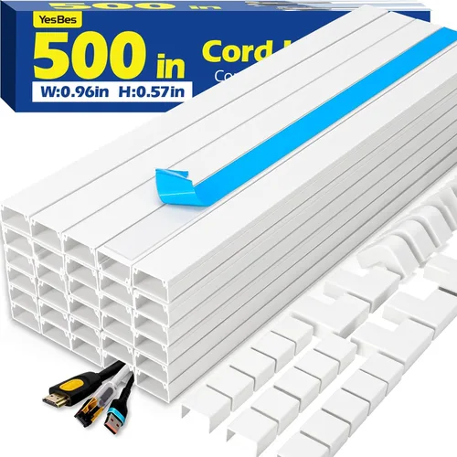 Vista 11 de YesBes Kit de ocultador de cable de 116 pulgadas, cubiertas de cable para cables en la pared, canaleta de cables pintable, protector de cable