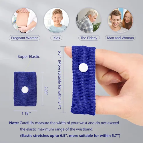 Vista 6 de Cozyhealth Muñequera de acupresión antináuseas, para aliviar las náuseas, mareos y vómitos de automóvil, barco, enfermedades de viaje