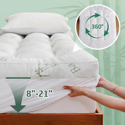 Vista 6 de DOWNCOOL Cubrecolchón tamaño individual de 3 pulgadas – Cubrecolchón de espuma viscoelástica refrescante para aliviar el dolor de espalda, capa