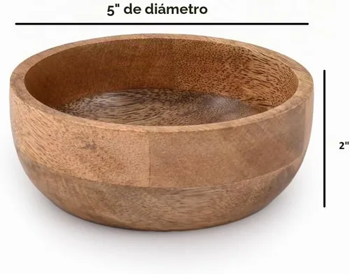 Vista 6 de Samhita Cuenco redondo de madera de mango perfecto para nueces, dulces, aperitivos, aceitunas y salsa. Se ve absolutamente hermoso con tu