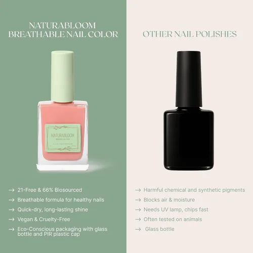 Vista 5 de Esmalte de uñas transpirable de alta calidad de larga duración (coral tostado) - Vegano y libre de toxinas
