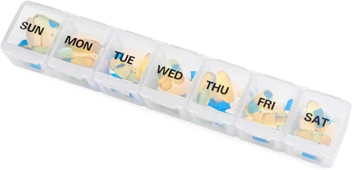 Vista 7 de Sukuos Pastillero semanal extra grande, 2 unidades, pastillero diario de 7 días para medicamentos, vitaminas, aceites de pescado o suplementos