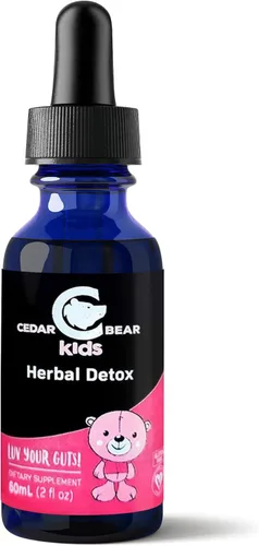 Vista 4 de Cedar Bear Herbal Detox for Kids es un suplemento herbario líquido que ayuda al sistema inmunológico y protege los órganos que a menudo se ven