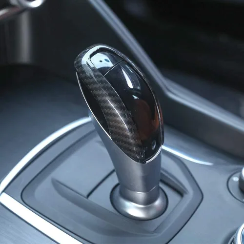Vista 2 de Para Alfa Romeo Giulia Stelvio 2017-2019 Cubierta de la cabeza de cambio de engranajes de plástico ABS negro carbón Accesorios de coche