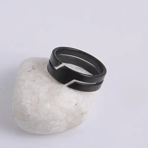 Vista 4 de LIKGREAT Anillos casuales de moda para parejas para hombres y mujeres, anillos de dedo de acero inoxidable, anillos casuales para regalo de parejas
