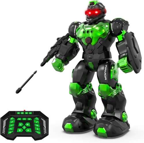 Vista 9 de STEMTRON Juguetes Robot para Niños, Robot de Control Remoto Programable con Detección Inteligente de Gestos, Recarga, Modo de Canto y Baile, Marrón