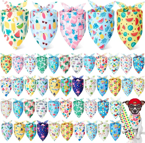 Vista 8 de Sweetude 50 bandanas para perros a granel para verano, flamenco