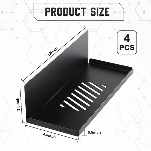 Vista 2 de Therwen Paquete de 4 estantes magnéticos para tablero de clavijas, organizador de pared, estante de metal con bandeja de acero, accesorios