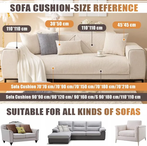 Vista 4 de OKYUK Funda de sofá de felpilla suave antideslizante para sofá seccional, funda para sofá, funda de sofá a rayas con textura, lavable, protector