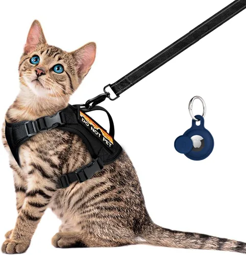 Vista 12 de Arnés táctico para caminar, chaleco ajustable a prueba de escapes para gatos grandes, chaleco transpirable de fácil control con asa, parches Molle