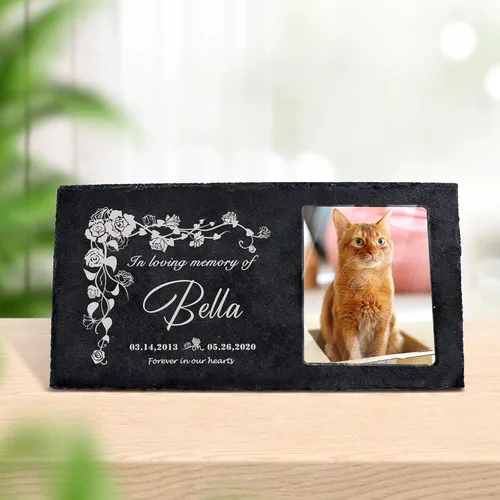 Vista 13 de Farfume Piedras conmemorativas personalizadas para mascotas con foto y texto Marcadores personalizados para tumbas para mascotas Lápidas
