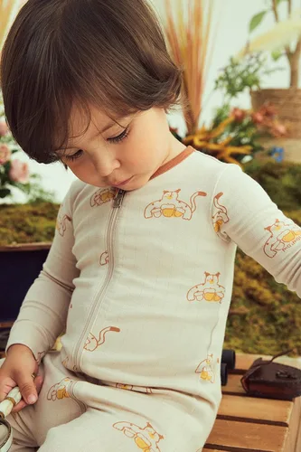 Vista 2 de moimoln Mameluco de algodón modal para niños y niñas, de una sola pieza, ajuste ceñido