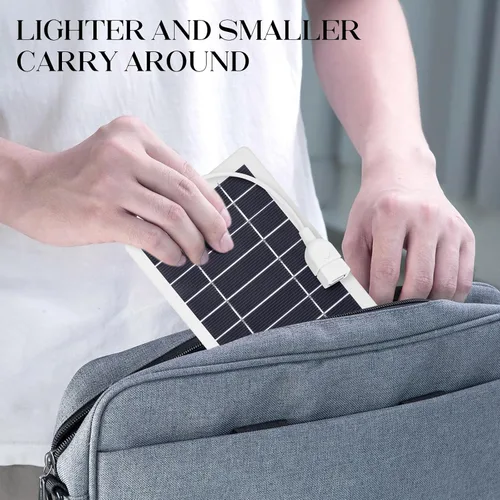 Vista 6 de Cargador de panel solar USB, kit de panel solar portátil de 2 piezas para cámara, carga de teléfono celular, camping, senderismo, viajes al aire